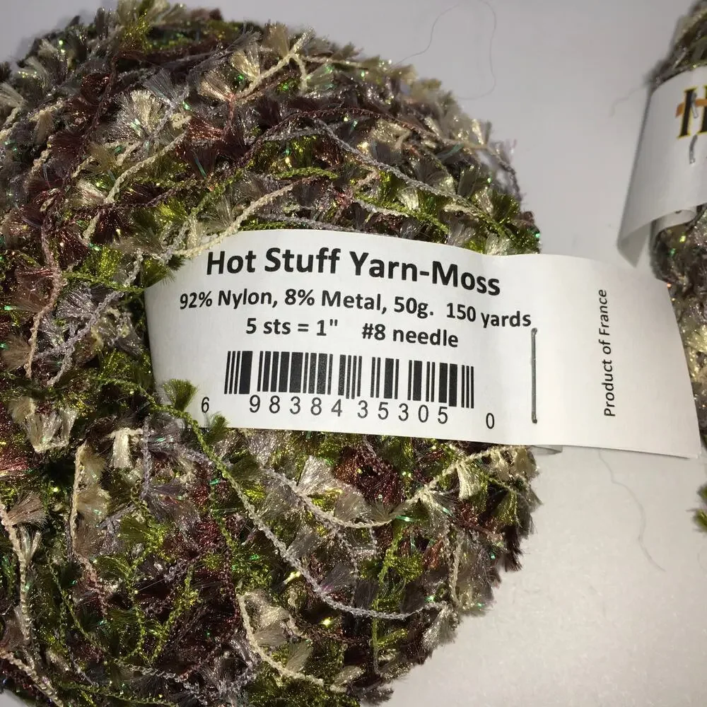 Ironstone Yarn Hot Stuff Yarn Moss *Lot of 5* Eyelash Acrylic Blend Green/Brown